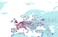 meteorite falls statistic versus population density Europe