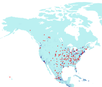 meteorite falls statistic versus population density North America